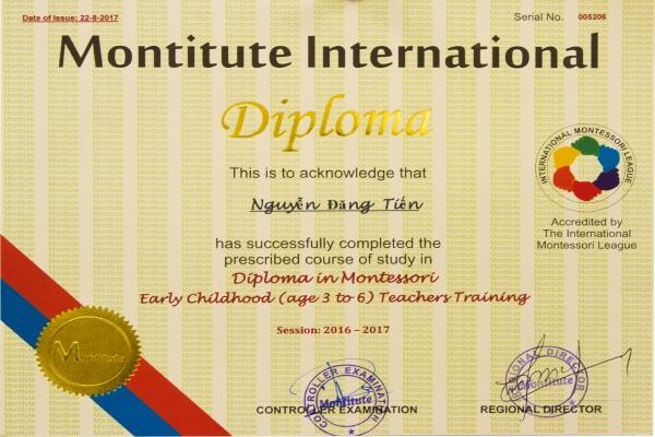 Bằng Montitute của Viện Hoa Kỳ và tổ chức AMI cấp